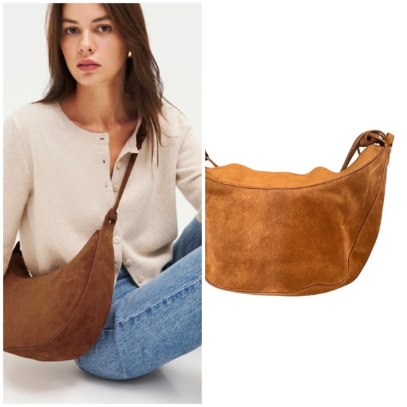 Reformation Suede sling crossbody bag NEW - Picture 1 of 11